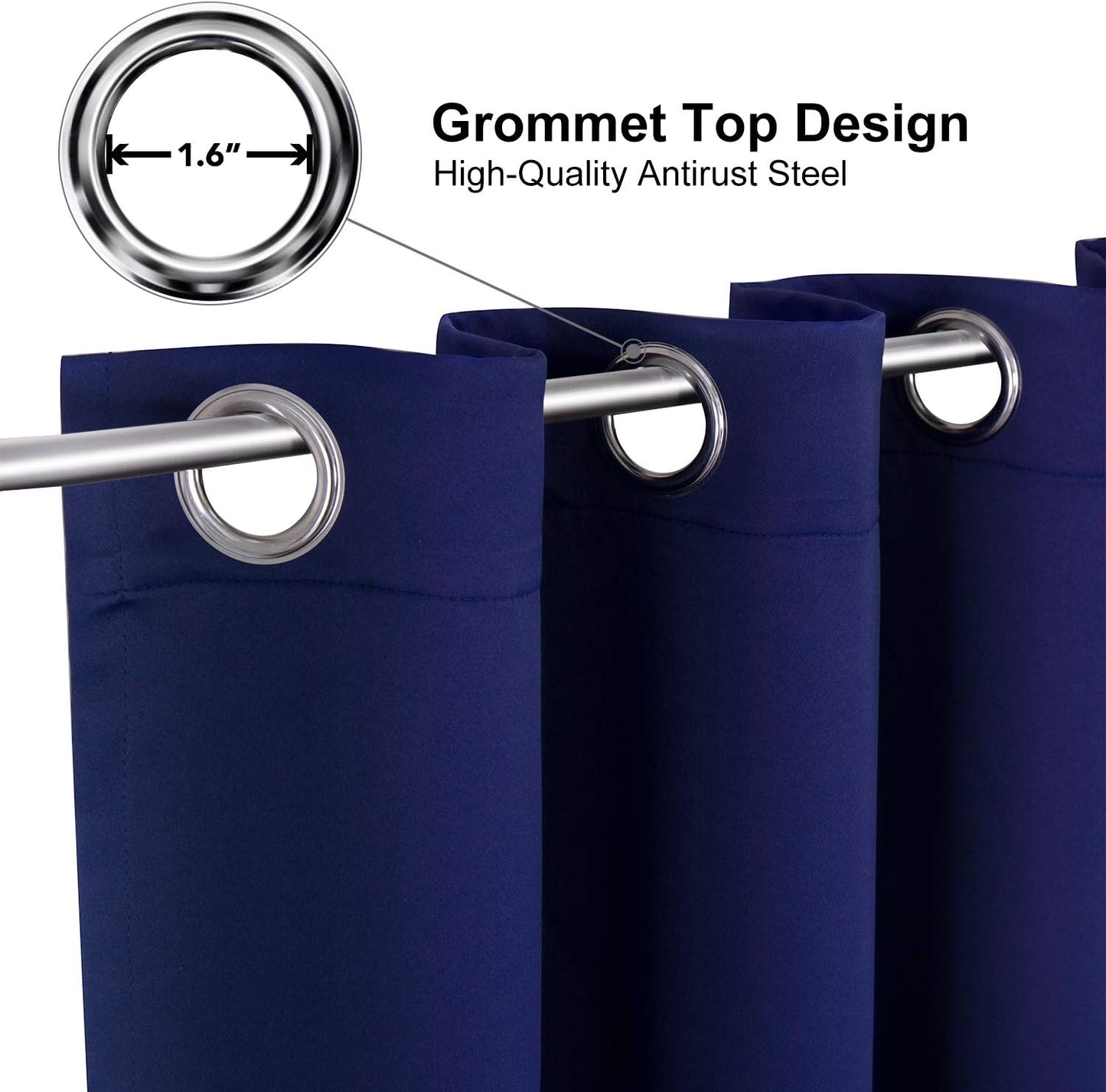 ChrisDowa Small Window Curtains for Kitchen and Bedroom - Grommet Short Thermal Insulated Room Darkening Curtains (2 Panels, Navy Blue, 34 x 36 Inch)