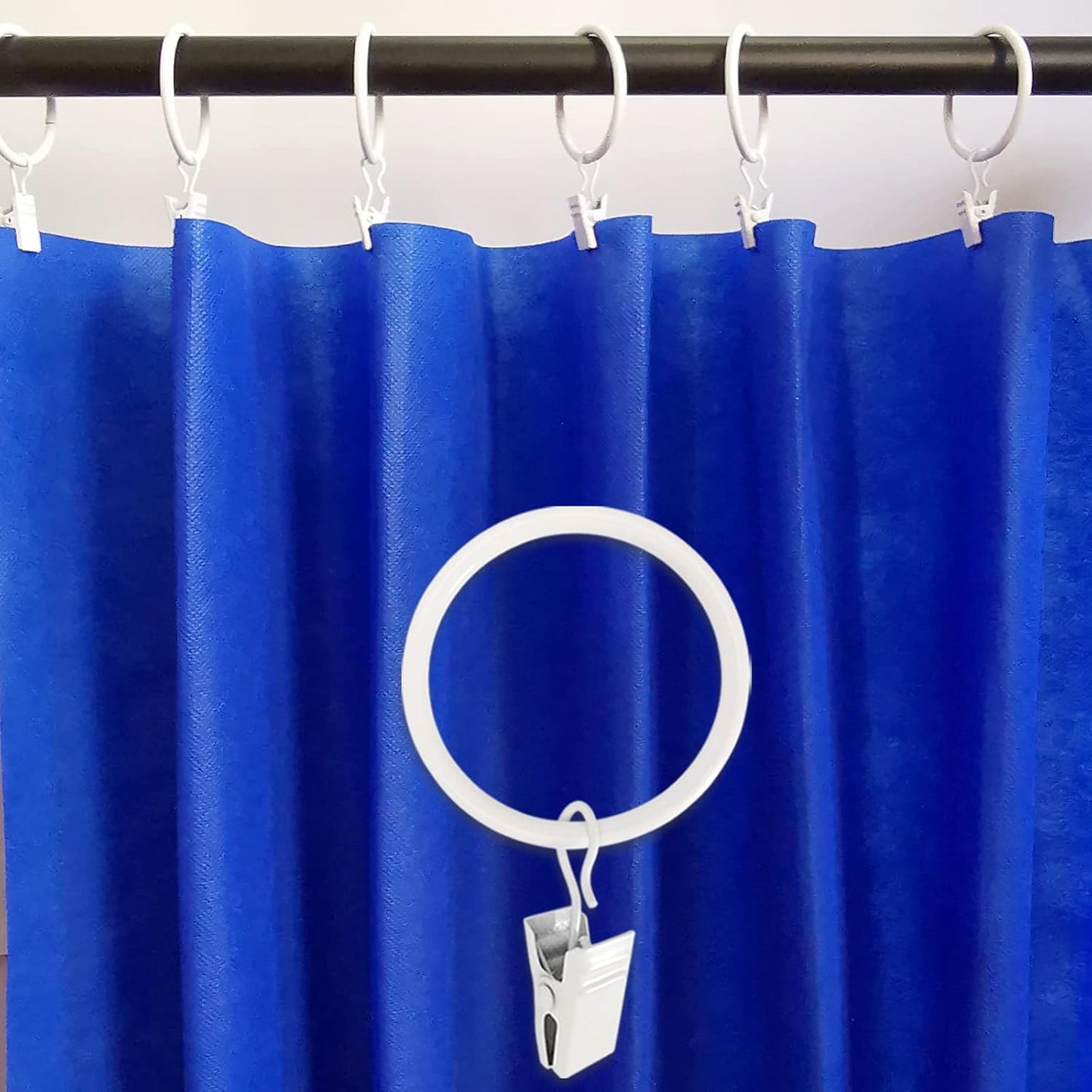 40 Pack White Curtain Rings with Clips, Curtain Hooks Hangers Clip Rings for Hanging Drapes Bows Hat, Drapery Rings 1.5 in I D, Fits up to 1.2 in Diameter Curtain Rod.