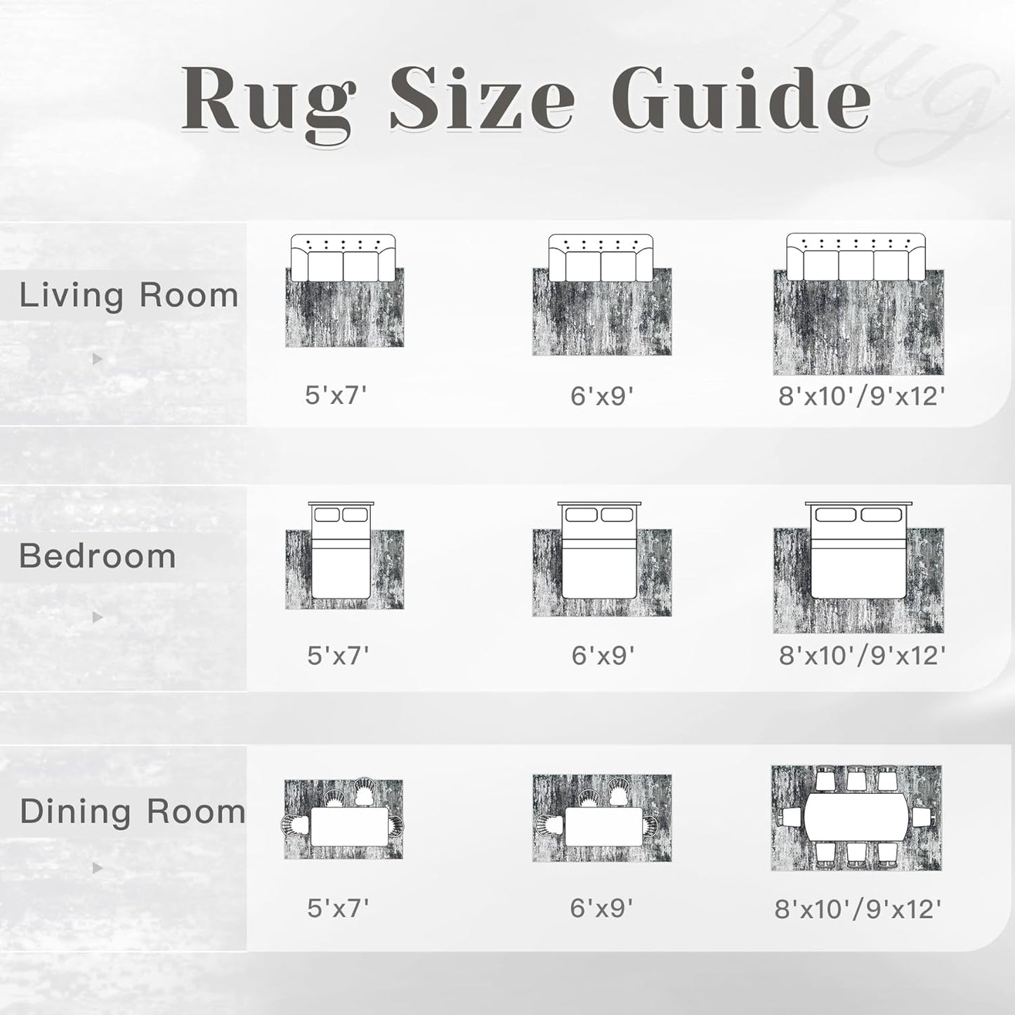 Washable Rug 8x10 Area Rugs for Living Room: Large Neutral Soft Rug Abstract Non Slip Low Pile Modern Carpet for Bedroom Kitchen Nursery Office Dining Room Indoor (Black, 8'x10')