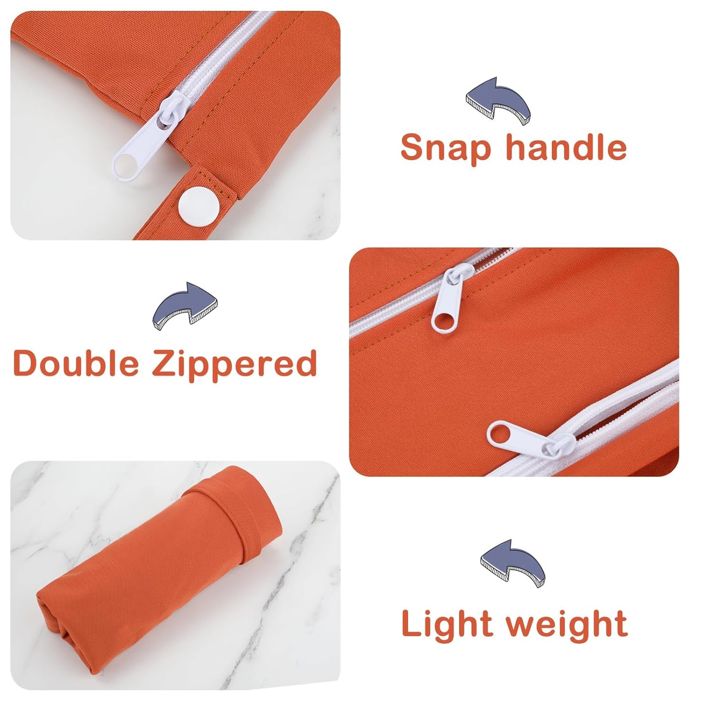 Angel Love Wet Bags, 2 Pack Baby Cloth Diaper Wet/Dry Bags with Two Zippered Pockets, Travel, Beach, Pool, Gym Bag for Swimsuits or Wet Clothes, Waterproof Washable Reusable, L214215