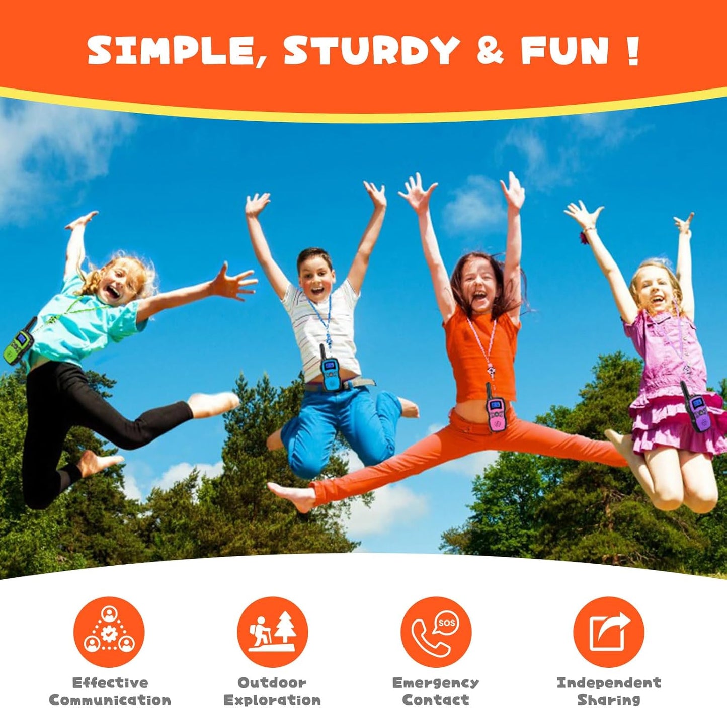 Wishouse Walkie Talkies for Kids Rechargeable Long Range,4 5 6 7 8 Year Old Boy Girl Birthday Gift,Camping Games Cool Toys Ideas for Children with 6000mAh Batteries,Flashlight,Lanyard,2 Pack Green