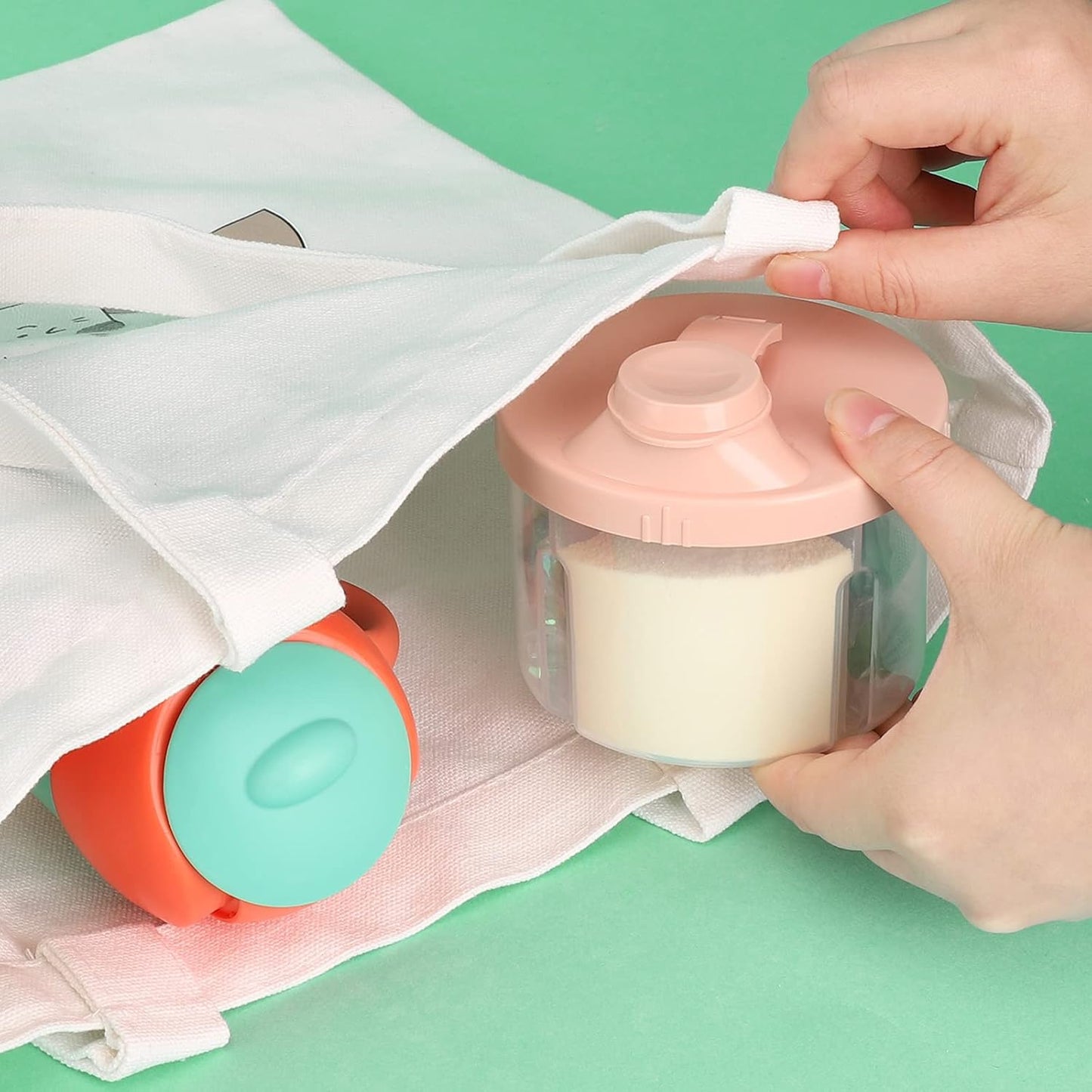 Accmor Baby Formula Dispenser On The Go, Non-Spill Rotating Four-Compartment Formula Container to Go, Milk Powder Kids Snack Container for Infant Toddler Travel Outdoor, Pink