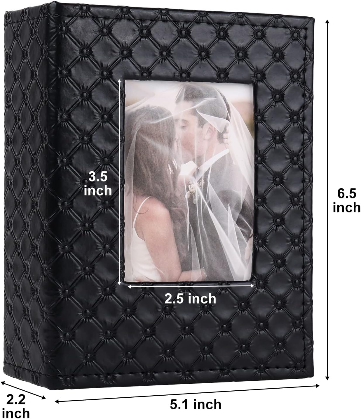 RECUTMS Photo Album 4x6 100 Pockets Photos, Button Grain PU Leather Photo Books Small Picture Album for Baby Family Wedding Christmas Photo Albums Holds 100 Vertical Photos （Black）