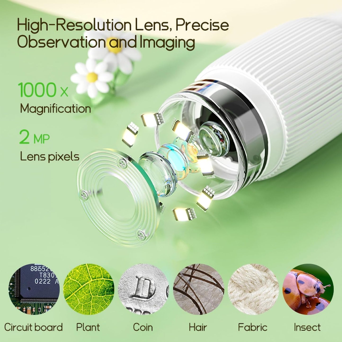 Microscope for Kids - Portable Handheld Magnifying Glass for Girls | Mini Digital Microscope for Boys Educational Science Toys | Age 3 4 5 6 7 8 9 10 11 Years Old Kids Christmas Birthday Gifts