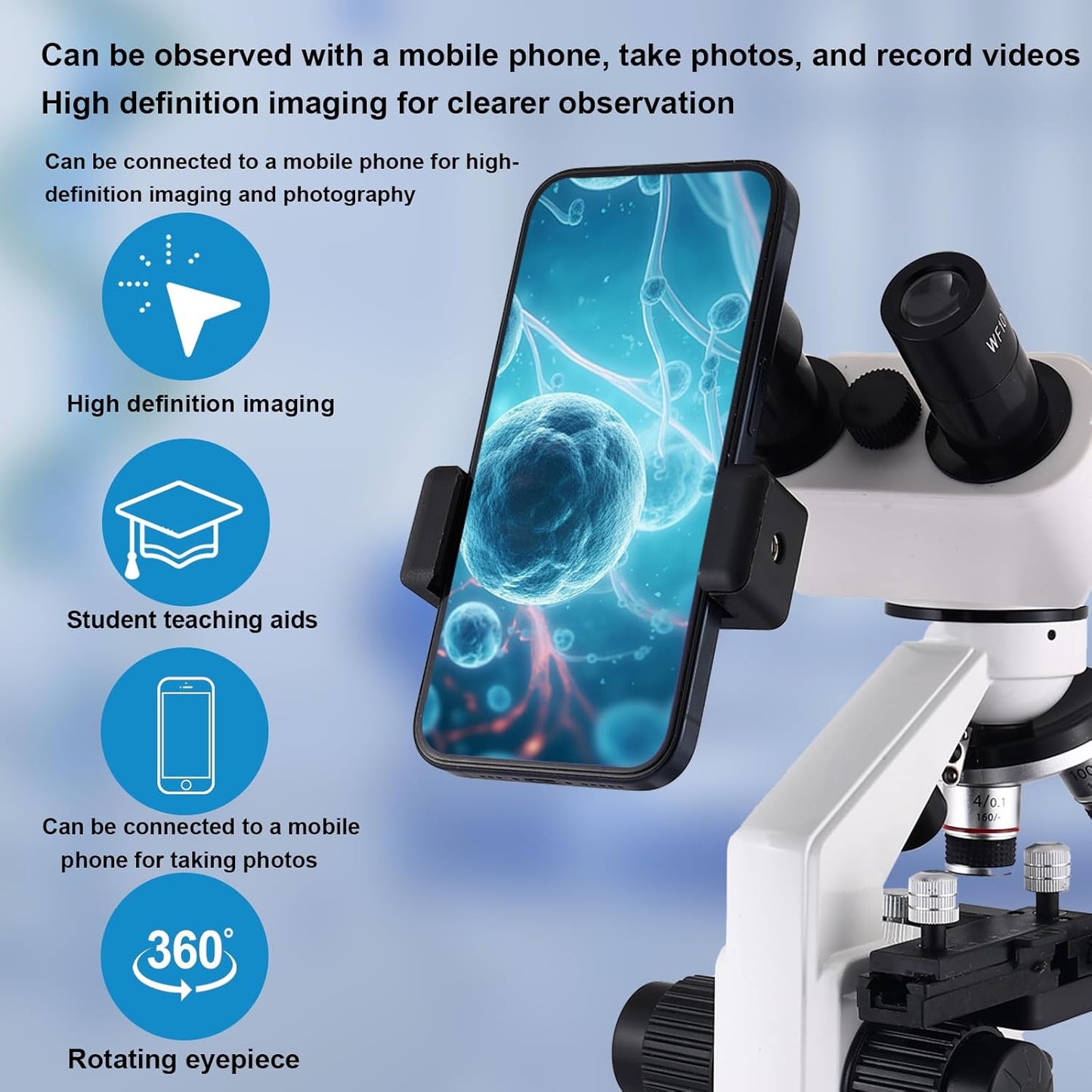 Microscope Magnification 40X-2500X WF25x Eyepieces, Dual LED Illumination, Microscope for Adults, Binocular Microscope for Schools, Homes, Labs, Education