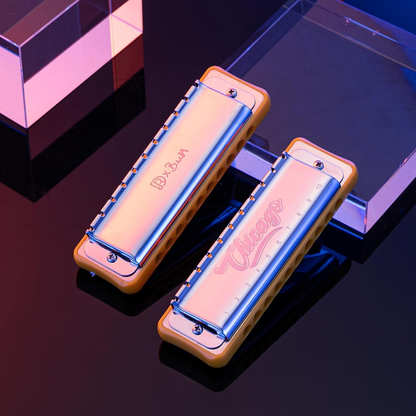 Harmonica JDR Blues key of Bb 10 Holes 20 Tones Harps Armonica for Adults Kids Professional Beginners Mini Mouth Organ with Case Chicago