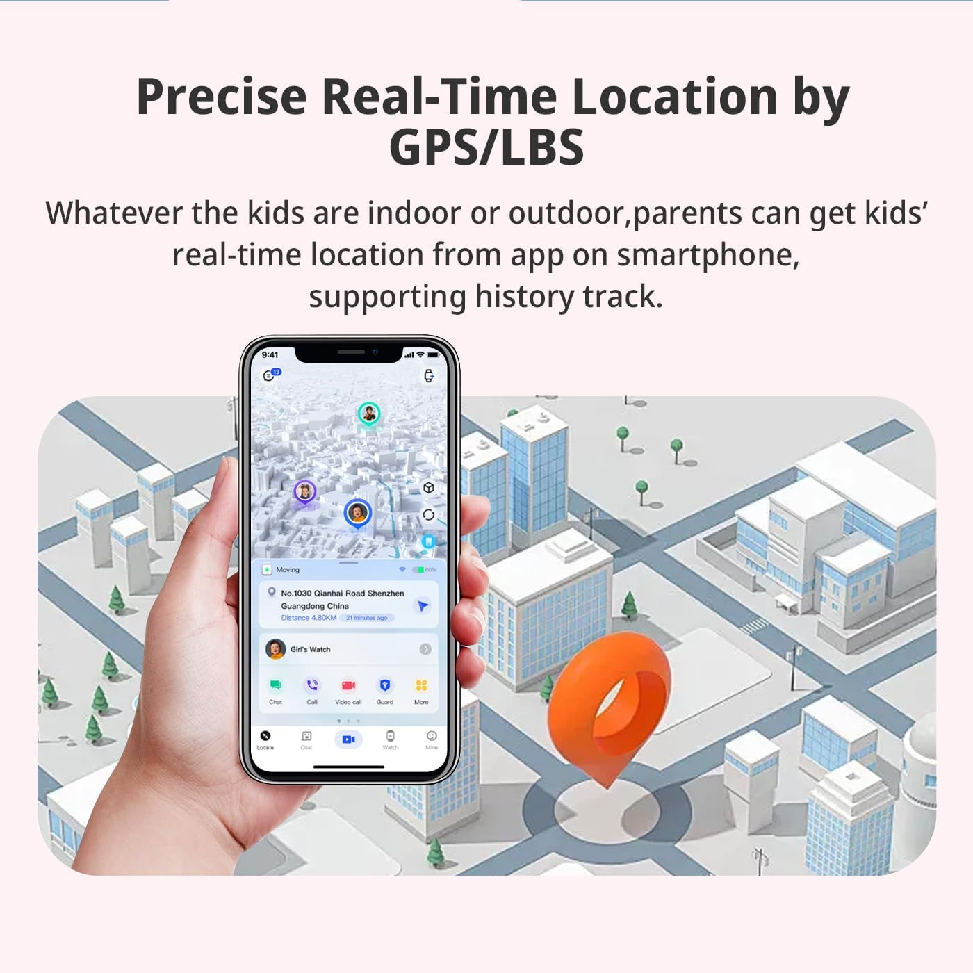 4G Kids Smart Watch with GPS Tracker, Kids Smart Watches Girls with Video Calling & Texting Voice Chat One-Key SOS Call Class Mode Pedometer Camera 12/24Hr GPS Watch for Kid Age 5-12(Pink)