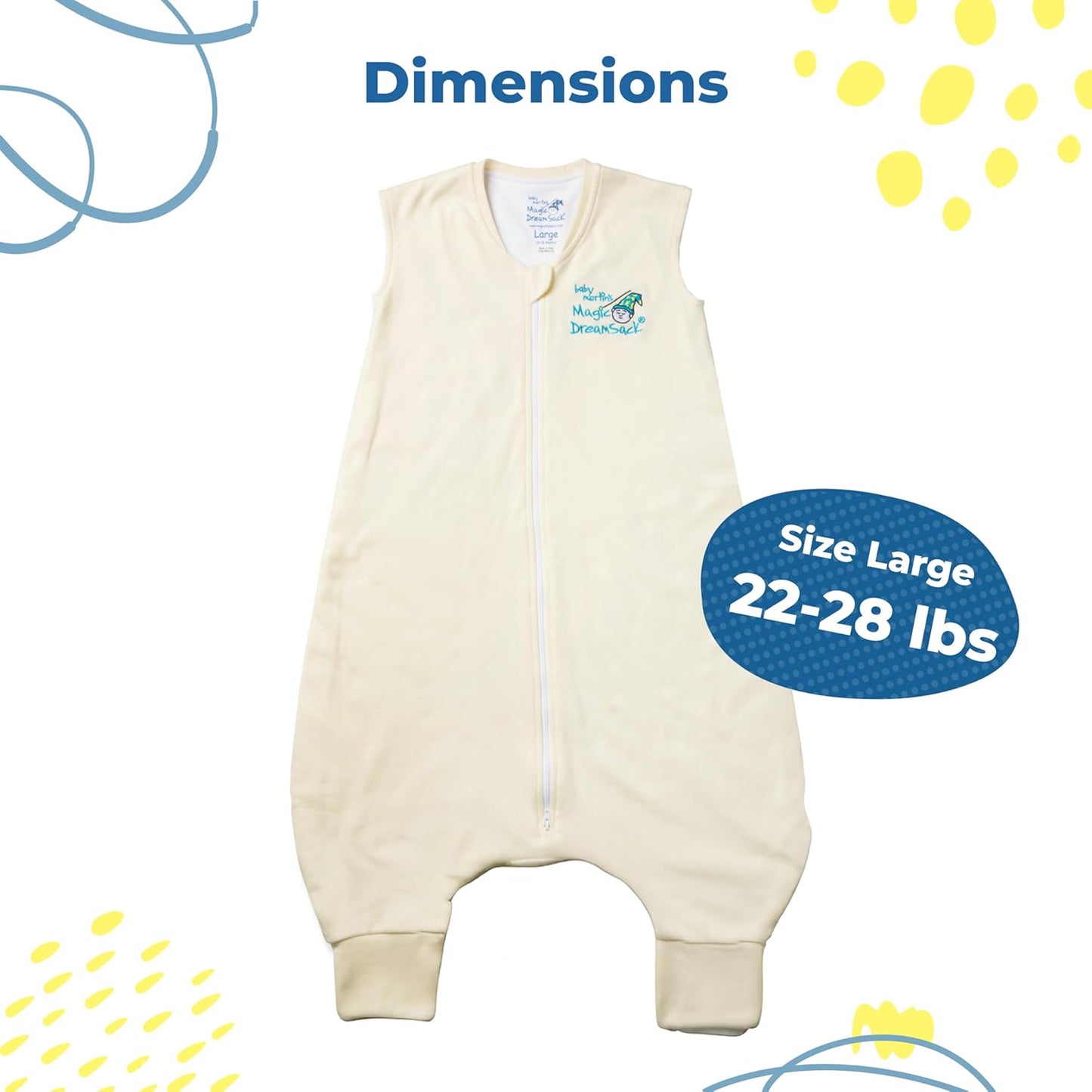 Magic Sleepsuit Baby Merlin's Cotton Baby Swaddle Transition Product - Soft and Cozy Design, Double Zipper for Easy Diaper Changes, Promotes Safe Sleep, 3-6 Months - Sage Green - Large 18-21lbs
