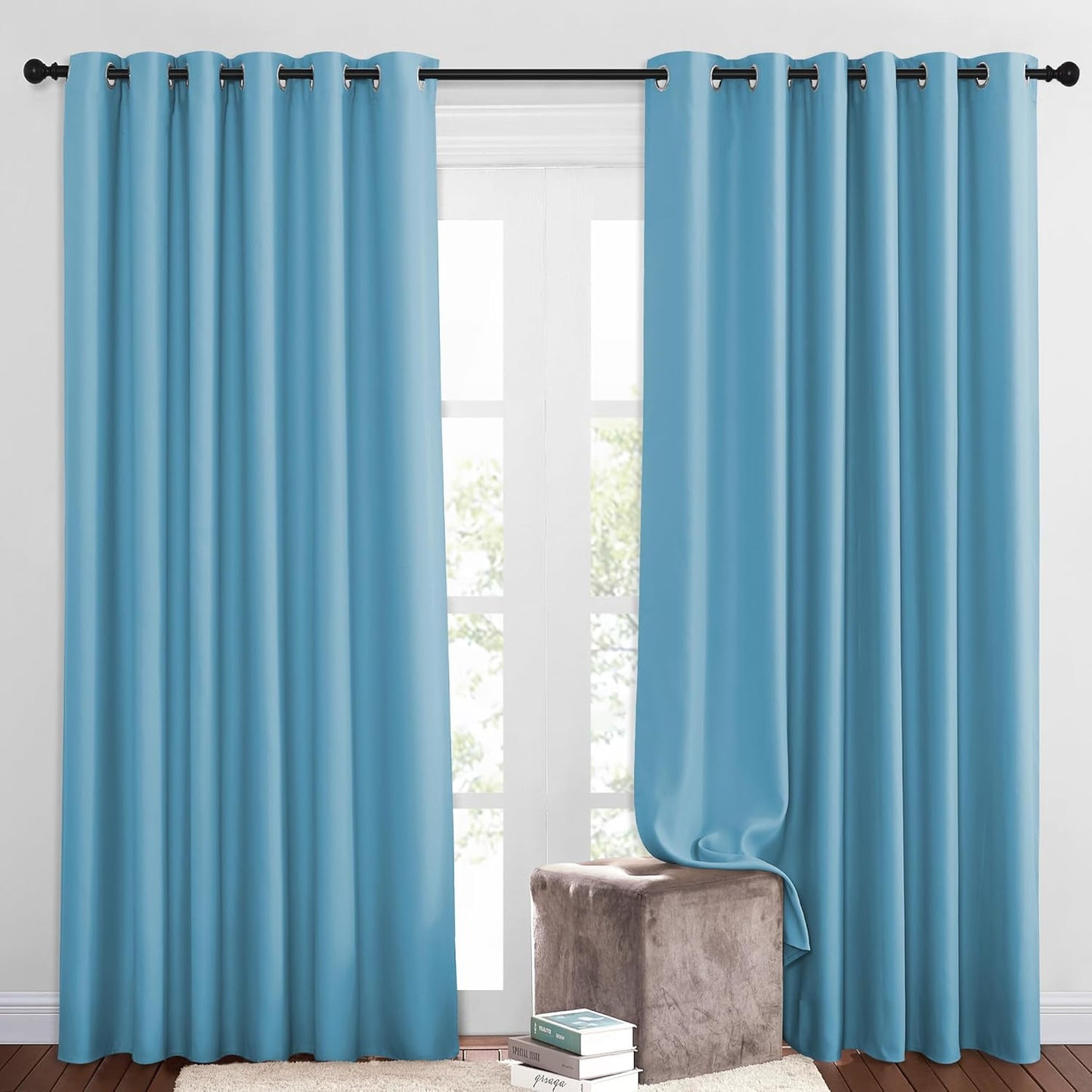 NICETOWN Blackout Curtains and Drapes - Energy Saving Thermal Insulated Solid Grommet Blackout Draperies for Sliding Glass Door/Patio (1 Pair, W80 x L84, Teal Blue)