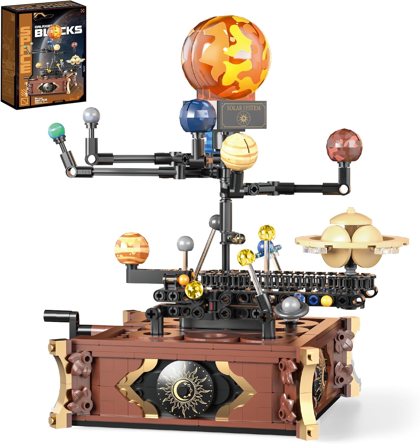 Solar System Mini Building Sets with Light,Rotatable Space Exploration Building Toys, Educational Toy Gifts for Boys Girls(697PCS)