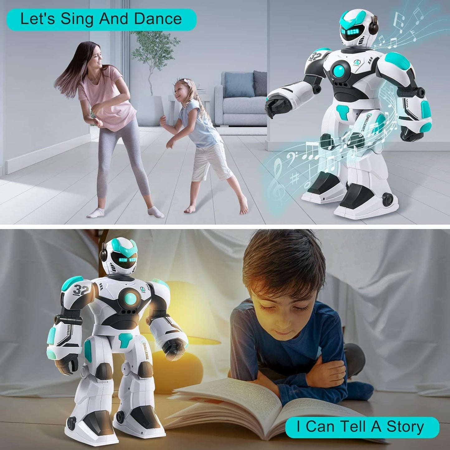 RC Robot Toy for Kids Remote Control Robot Toy, Smart Gesture Sensing Rechargeable & Programmable Robot Walking Dancing Singing Chirstmas Gift for 3-15 Years Old Boys Girls