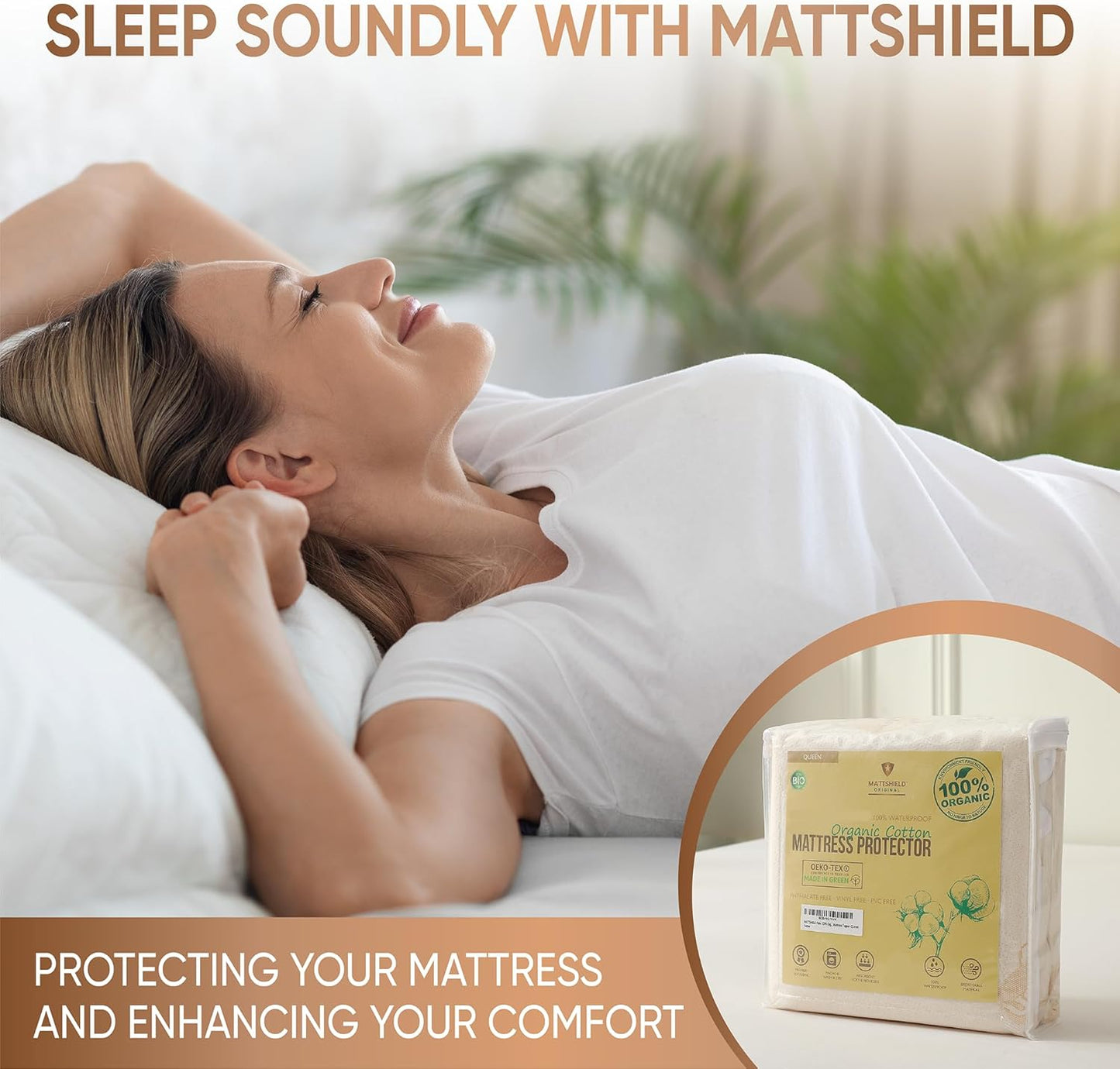 Waterproof Organic Mattress Protector Full - Organic Cotton Breathable Mattress Pad Cover - 250 GSM Comfort - Deep Pocket - Fitted Comfort