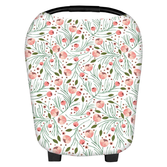 Stretchy Baby Car Seat Covers for Newborns, Infant Car Canopy Extra Soft and Stretchy Nursing Covers for Moms (Flowers)