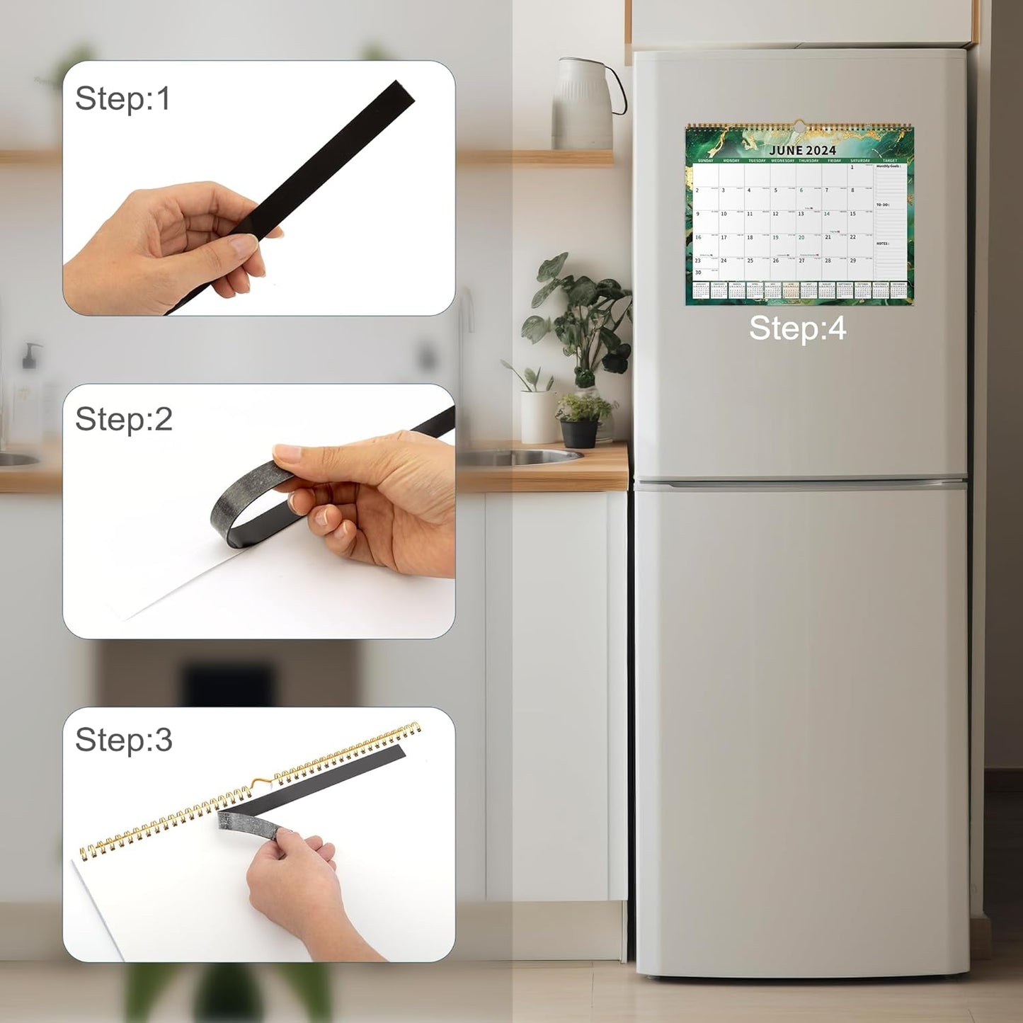 Calendar 2024-2025 Planner Wall Hanging Spiral Bound Magnetic Fridge Calendars 15" x 12", Use Jan 2024 - Jun 2025