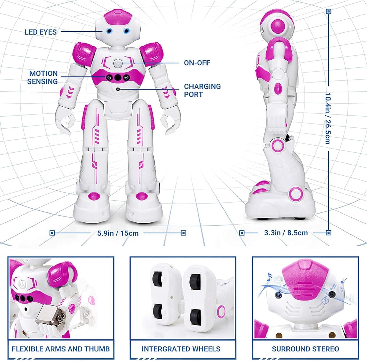 KingsDragon RC Robot Toys for Kids, Gesture & Sensing Programmable Remote Control Smart Robot for Age 3 4 5 6 7 8 Year Old Boys Girls Birthday Gift Present