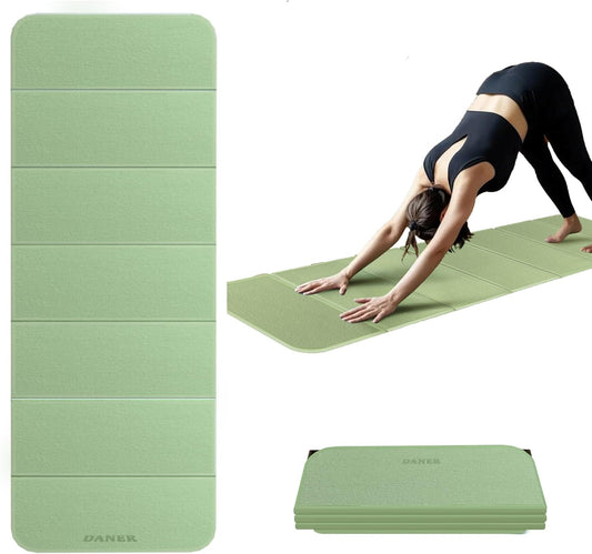 Foldable Yoga Mat 12mm Extra Thick Joint Protection,Portable Design for Travel/Pilates/Board/Camping,Environmental Sports Mat Non-Slip Gym Mat,Odorless POE Material