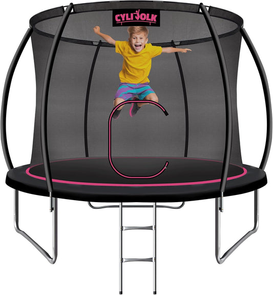 Trampoline for Kids, Heavy Duty Recreational Trampolines Toddler Trampoline with Enclosure Net Ladder Indoor Outdoor Trampoline CPC Approved