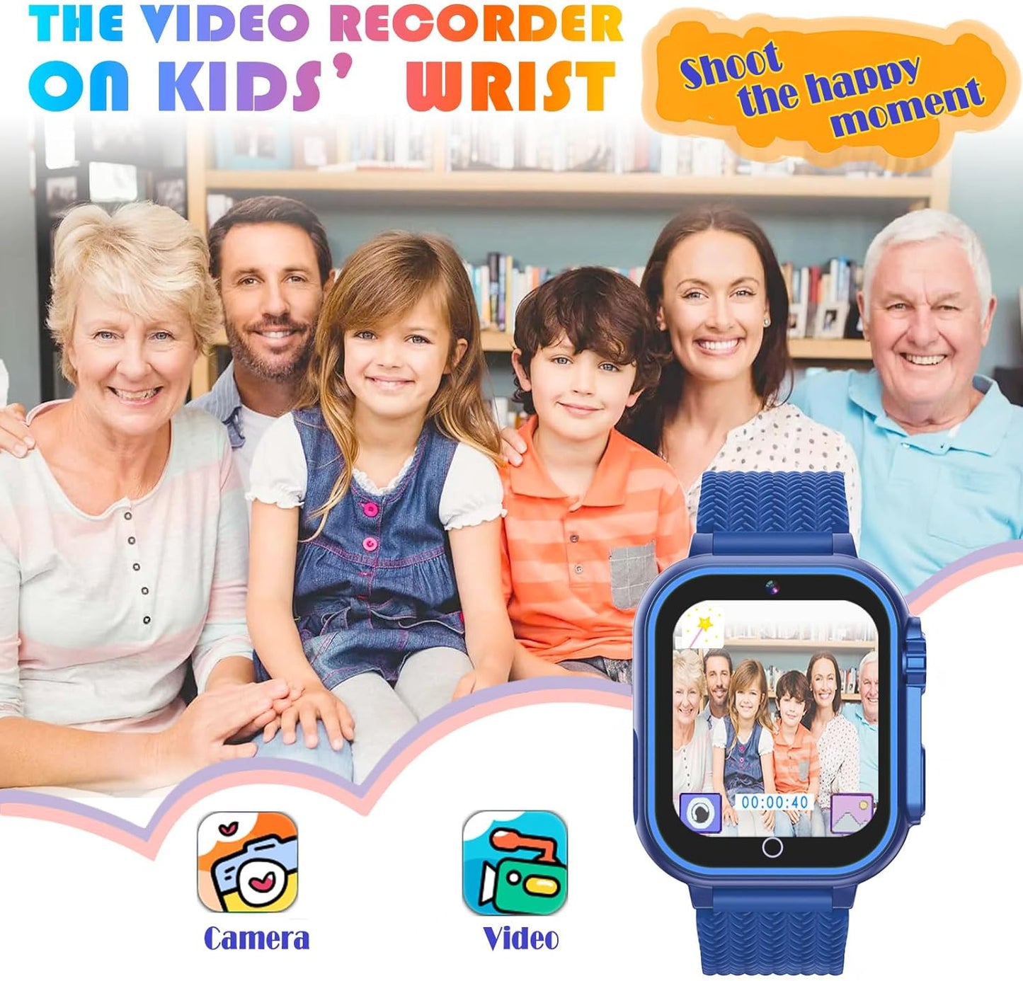 Goodatech Kids Smart Watch for Boys Girls, 1.54'' Smartwatch with 26 Puzzle Games,HD Camera,Video Music Player,Pedometer,Flashlight,Audio Book etc., Aluminum Case and Sport Band (Blue)