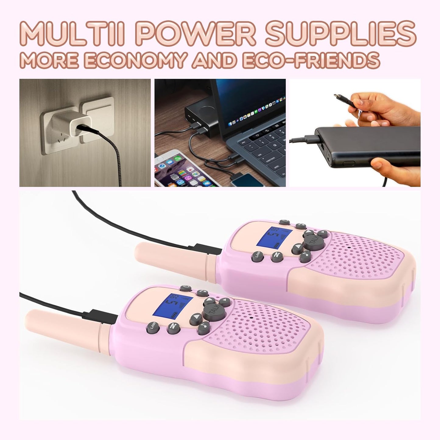 Toys for 3-12 Year Old Girls, Selieve 2 Pack Kids Walkie Talkies Rechargeable with 22 Channels, LED Flashlight and VOX Function, Birthday Gifts for 4 5 6 7 8 9 10 Year Old Girls