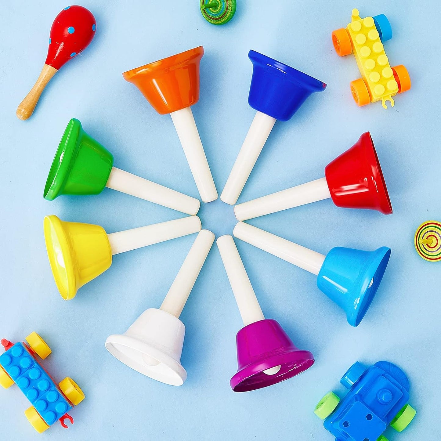 Fabbay 24 Pcs 8 Note Hand Bells Set Musical Handbells for Kids Colorful Diatonic Metal Bells Toy Percussion for Kids Toddlers Children Musical Teaching Church Chorus Wedding Family Birthday Party
