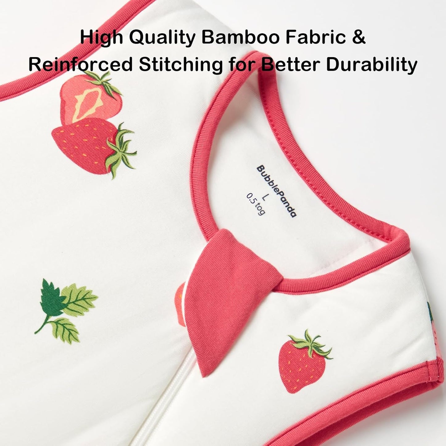 BubblePanda Rayon Made from Bamboo Sleep Sack 6-12 Months 0.5 Tog Soft Lightweight Toddler Sleep Sack for Babies 2-Way Zipper Wearable Blanket Baby 6 Months