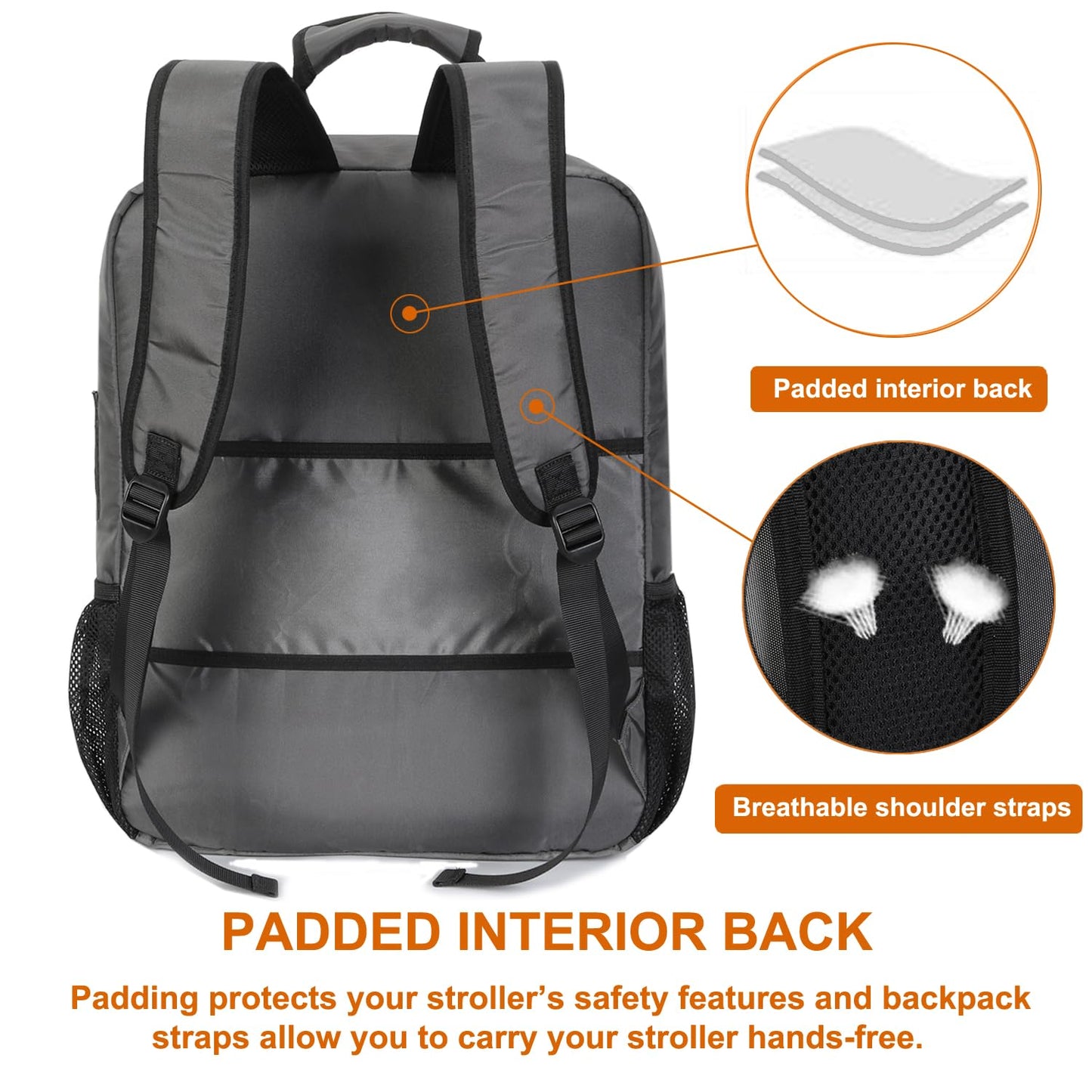 Mactso Stroller Travel Bag Compatible with GB Pockit Air Plus All Terrain and GB Pockit + All City, Lightweight Stroller Travel Backpack for Airplane (Grey, L)