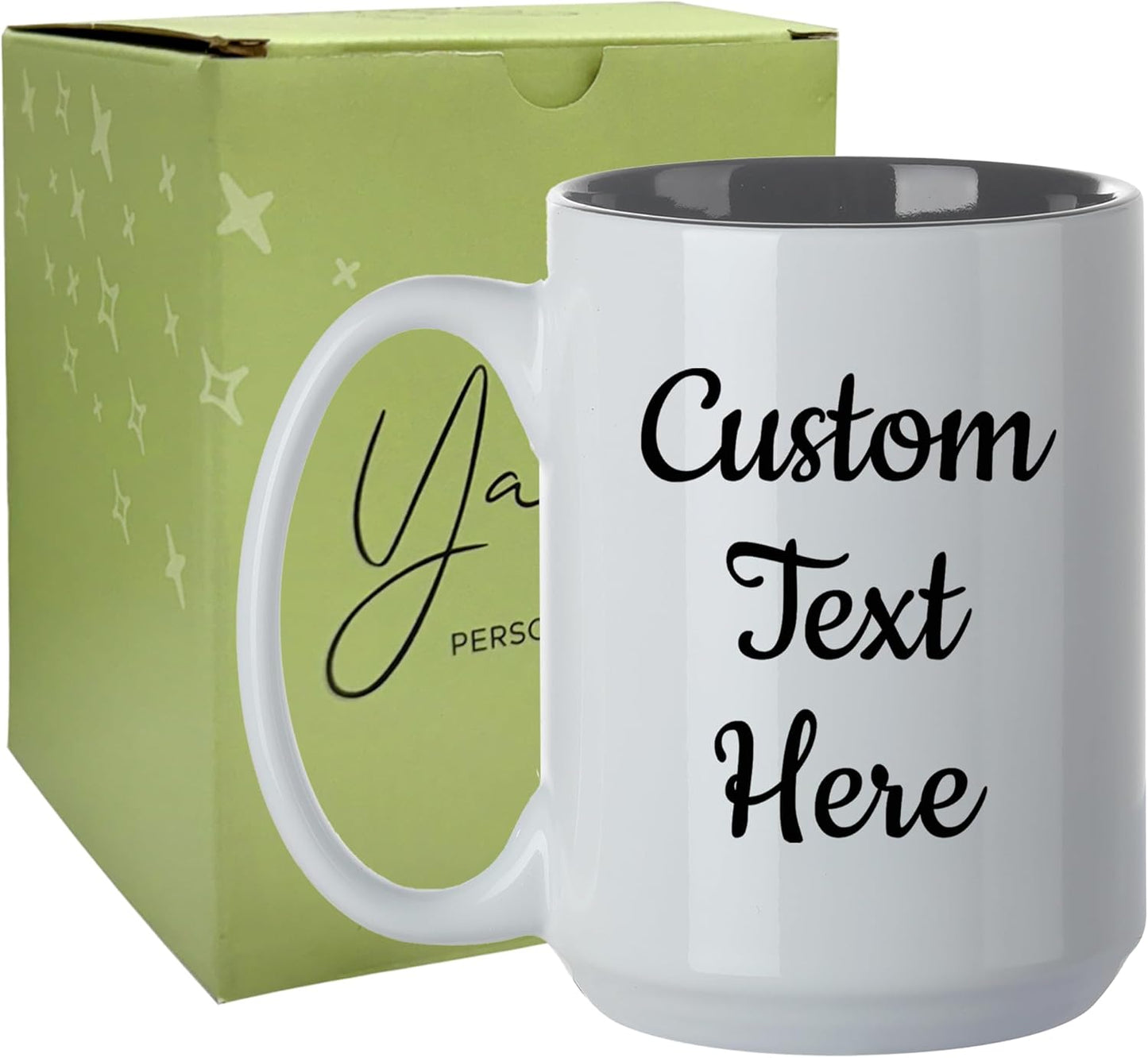 Personalized Coffee Mug, Custom Text Ceramic Mug, 15oz Customized Name Tea Cup, Gifts for Men & Women, Mother's Day Anniversary Christmas (Engraved Custom Text, White)