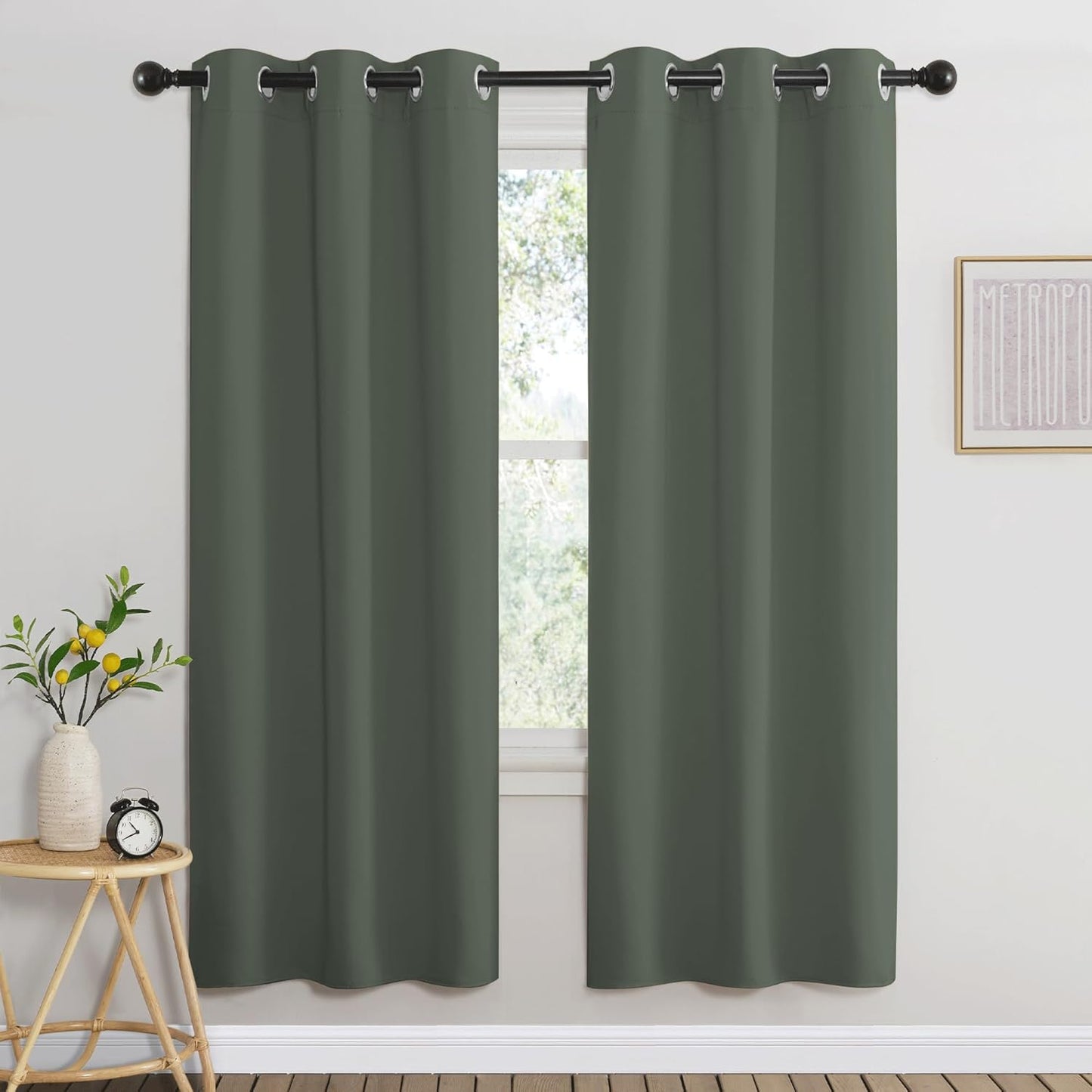 NICETOWN Room Darkening Curtains for Nursery, Grommet Thermal Insulated Light Blocking Window Treatments Sound Reducing for Bedroom, W37 x L72, 2 Panels, Dark Mallard