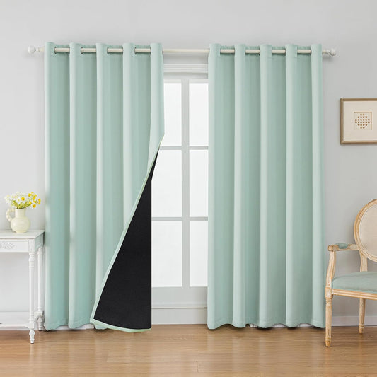 Anytime 100% Blackout Curtain Set, Thermal Insulated & Energy Efficiency Window Draperies for Guest Room, Full Shading Panels for Shift Worker and Light Sleepers（Light Blue, 2 Panels, 70W x 84L）