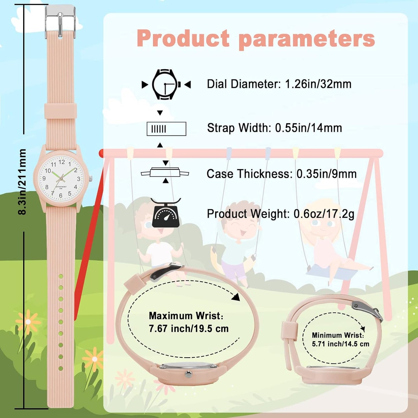 Kids Analog Watches for Girls Boys Watches with Soft Band Learning Time 50M Waterproof Children Watch Easy to Read for Ages 4-12 Kids Gift