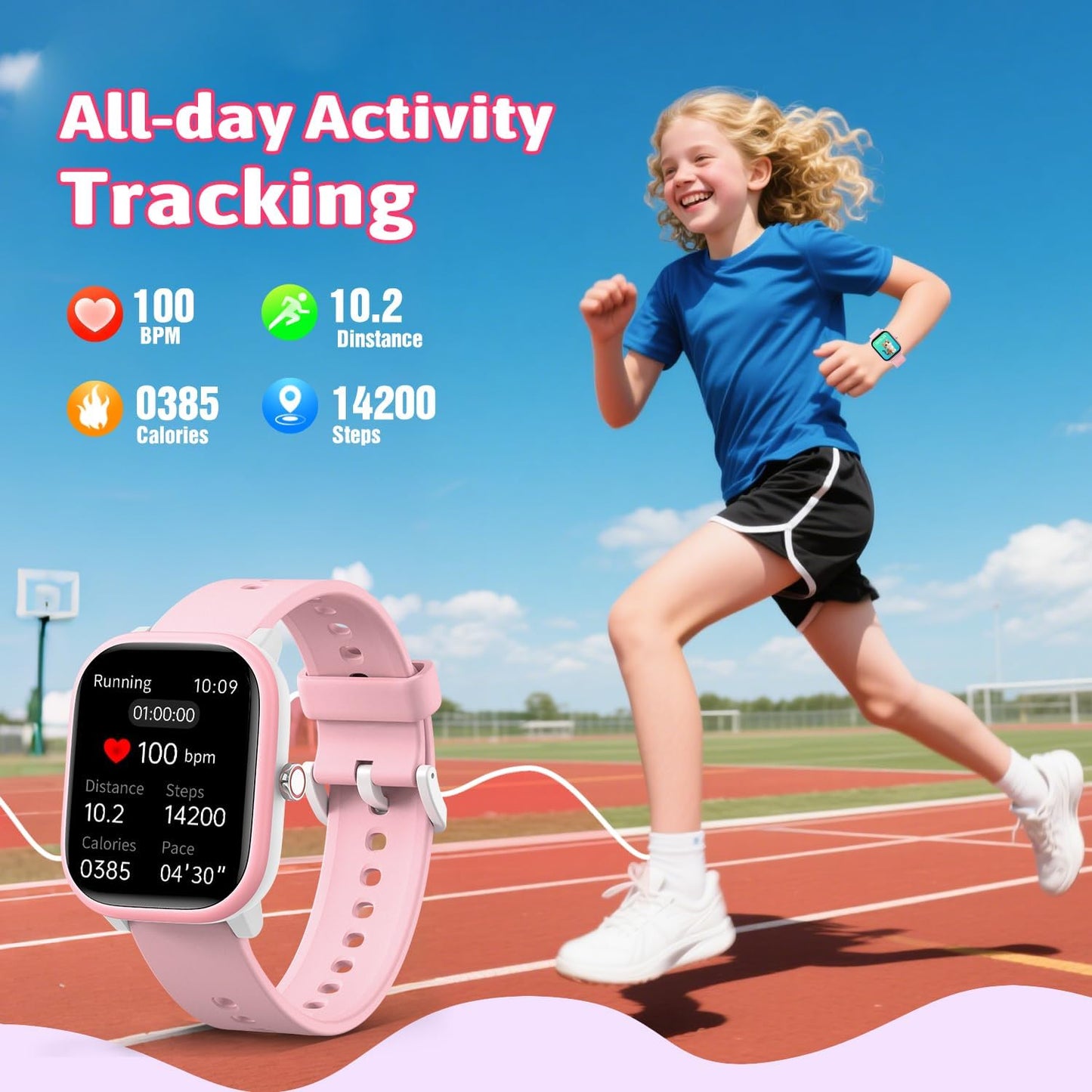 Smart Watch for Kids Girls Boys No APP/Phone Needed, 1.8" IP68 Waterproof Sport Kids Watch Pedometer, Heart Rate, Sleep Monitor, Step Counter, 12 Puzzle Games for Girls Boys Teens 6-16