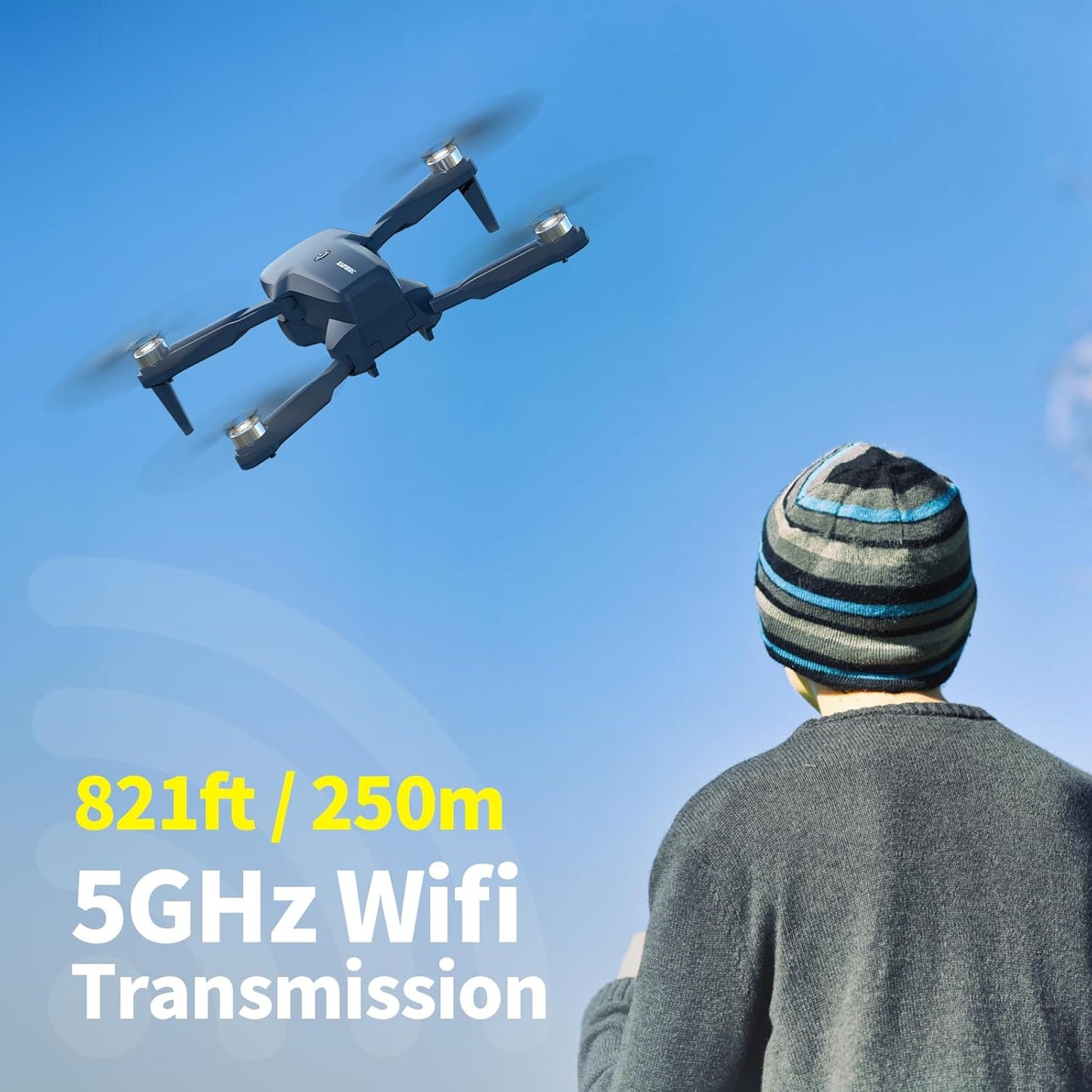 K417 Drone with Camera 1080P HD,Blue LED Lights AI Drones,90° Electric Adjustable with 2 Cameras for Adults,FPV Transmission,Remote Control Quadcopter with Altitude Hold for Beginners,Carry Case