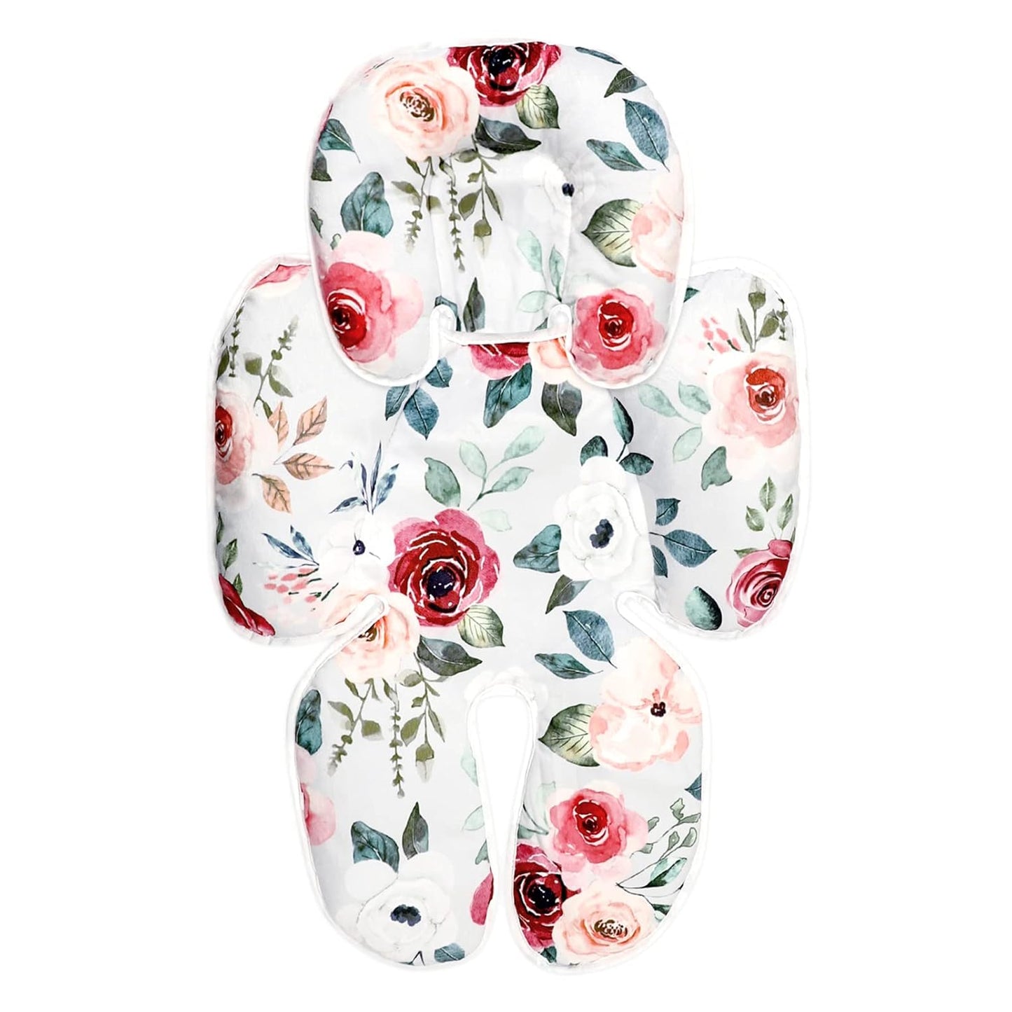 2 in 1 Infant Car Seat Insert, Car Seat Head Support Baby Girls Boys, Soft Newborn Carseat Insert Cushion, Perfect for Carseats, Strollers, Swings (Rose Flower)