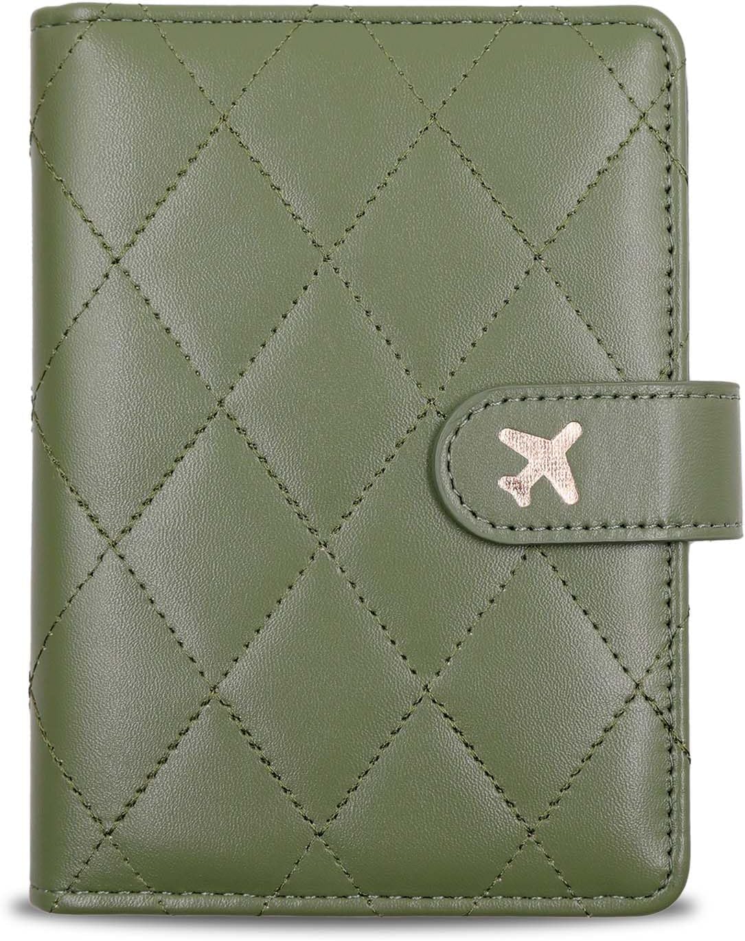 Melsbrinna Rfid Passport Holder for Travel women/Men, Cute Passport Wallet Rfid Blocking Card Slots, Rfid Passport Cover/CaseTravel Wallet, Passport Book Holder (1, LG GREEN)