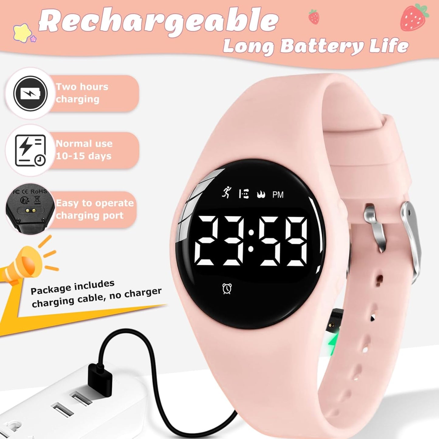 Kids Watches for Girls Boys Digital Sport Watch with Step Counter Pedometer Vibration Alarm Clock, No App Waterproof Fitness Tracker Kids Watch Boys Girls Teens Students Ages 5-16
