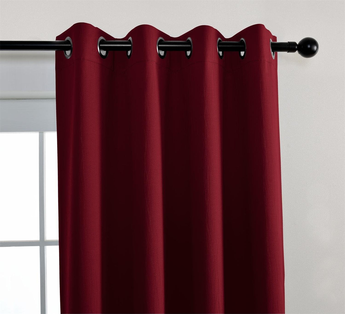 MIUCO Room Darkening Textured Blackout Curtains for Living Room 2 Panels 52x63 Inch Long Burgundy