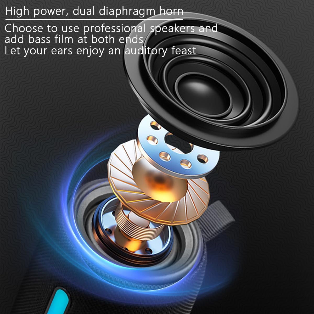 Portable Wireless Bluetooth Speaker: IPX6 Waterproof Audio,fm Radio,Loud USB/TF/AUX Play,LEDlights,TWS interconnected Stereo,Outdoor/Travel/Camping/Riding/Family/Party/Celebration