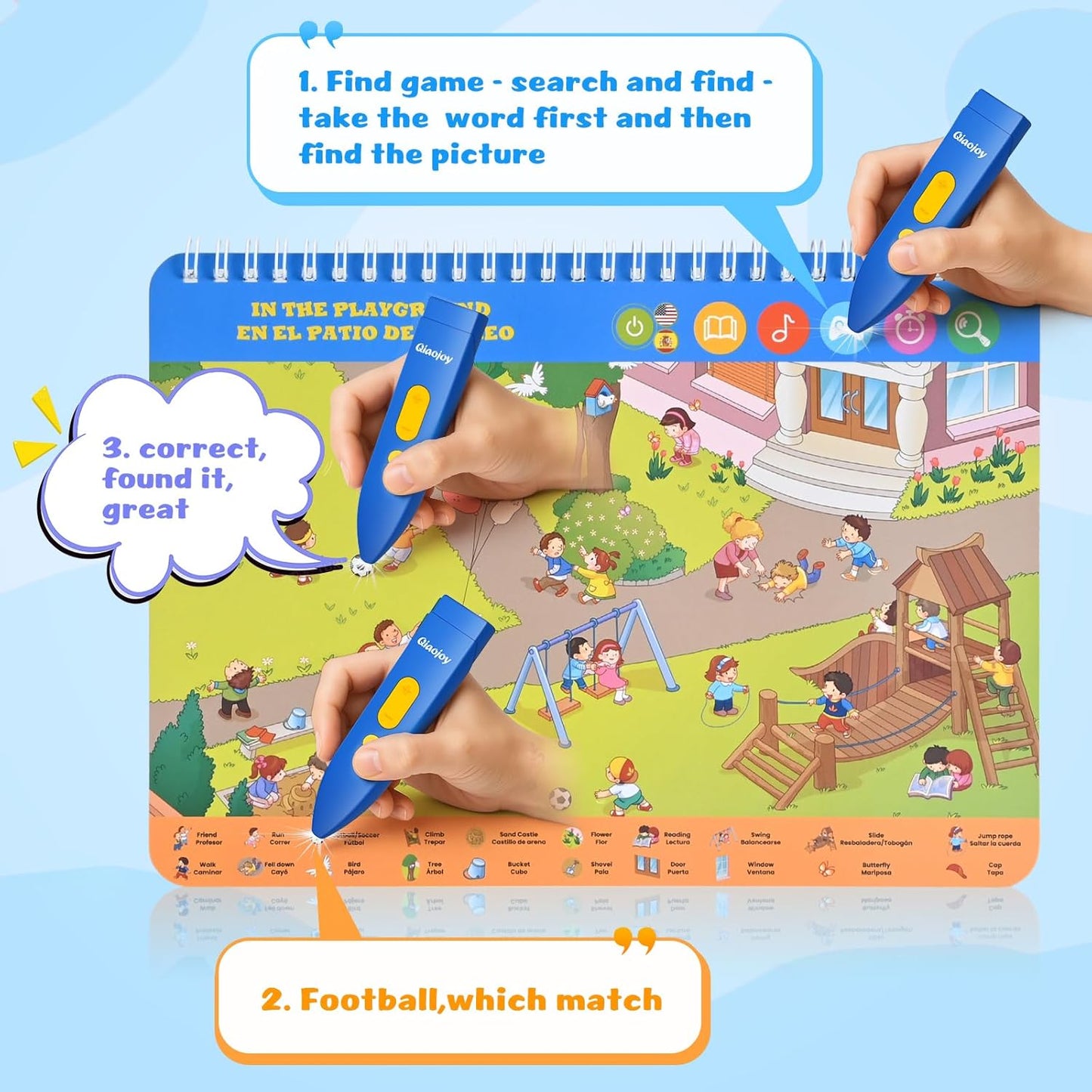 Interactive Search and Find Activity Books for Kids Ages 3-5, Toddler Travel Games Toys for Car Airplane, Road Trip Activities for Kids 4-8, Educational Preschool Learning Toys Gift with a Talking Pen