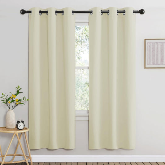 NICETOWN Beige Bedroom Curtains 72 inches Long, Grommet Room Darkening Thermal Insulated Window Treatment Room Darkening for Bedroom/Home Office, 2 Panels, W37 x L72