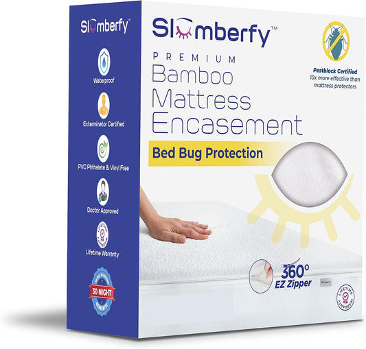 Cal King Size Waterproof Bamboo Mattress Encasement by Slumberfy - Premium Skin-Safe Mattress Protector with 360° EZ Zipper, Lab-Tested Bed Bug Protection, Zippered Encasement (72x84 in)