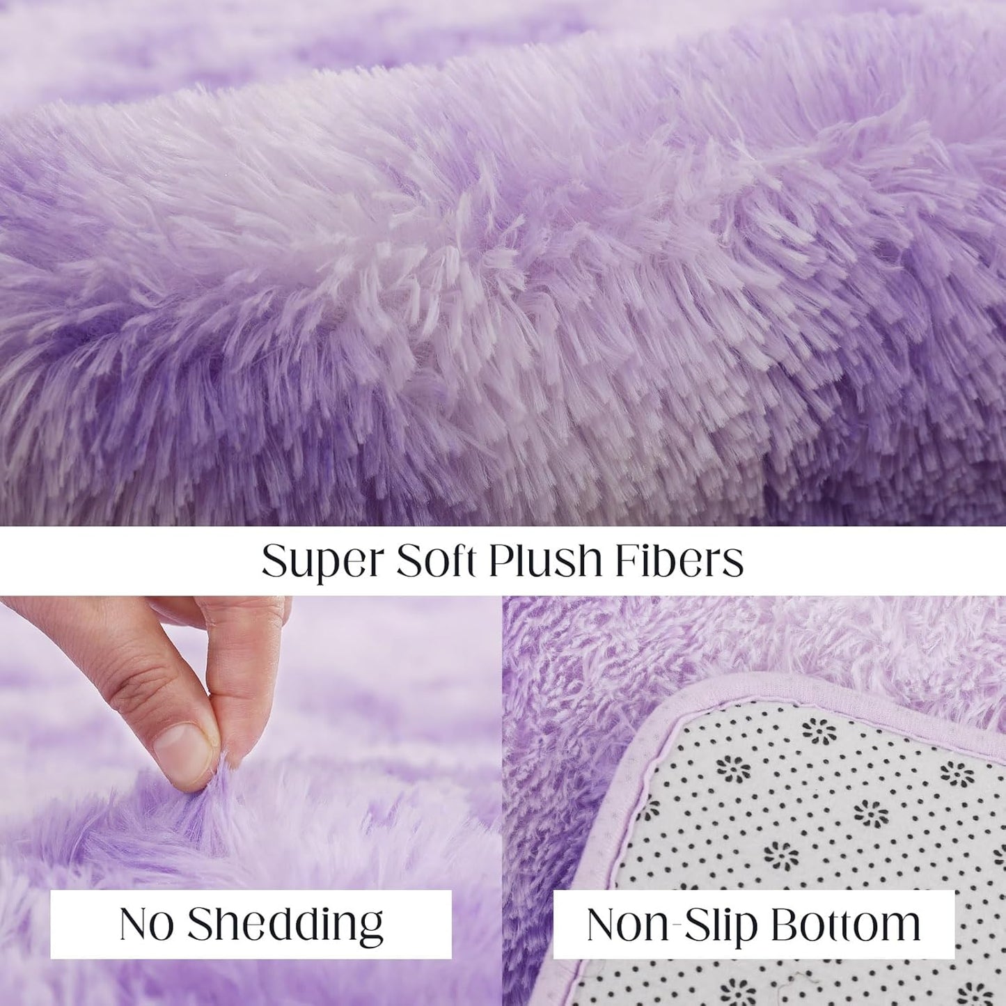 Plush Area Rug 4x5.8, Ultra Soft Rugs for Living Room, Fluffy Carpet Rugs for Bedroom, Non-Slip Indoor Rug for Nursery, Study Room, Playroom, Home Decor, Tie-Dyed Purple