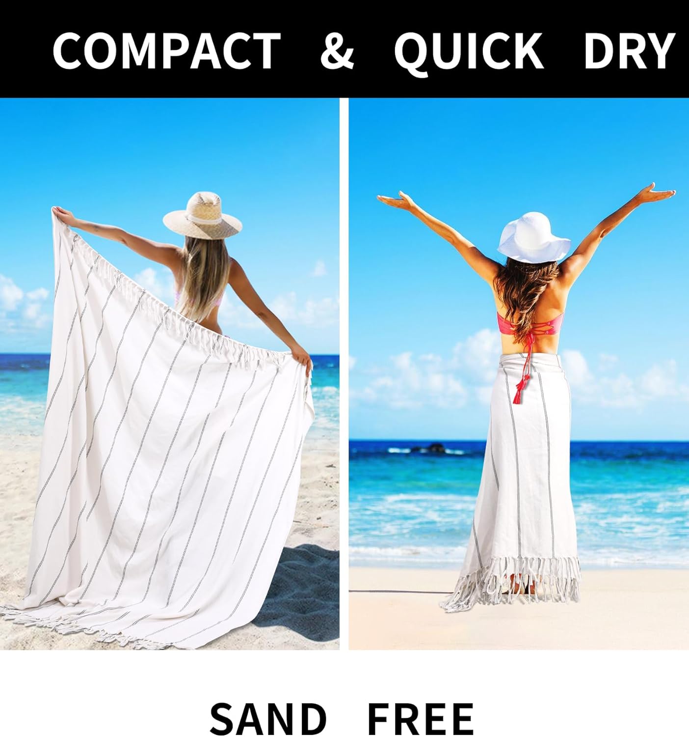 Genovega Cotton Turkish Beach Towel Pool Blanket Sandproof Fast Dry Thin Extra Large XL Compact Shelter Canopy Tent Must Haves Ship Cruise Essentials Spa Accessories Summer Vacation Item Mr Mrs Gift
