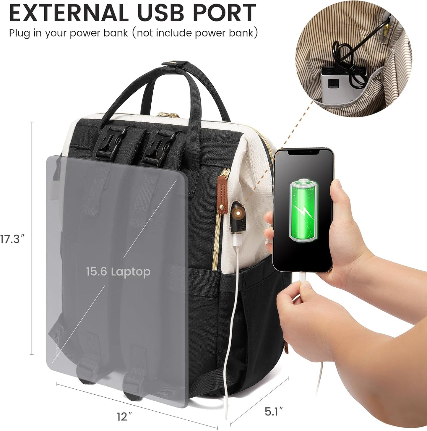 LOVEVOOK Diaper Bag Backpack, Baby Bag with Changing Station, Large Diaper Backpack for Mom Dads, Waterproof Mommy Bag for Boy and Girl, Travel Essential Baby Shower, Black-Beige