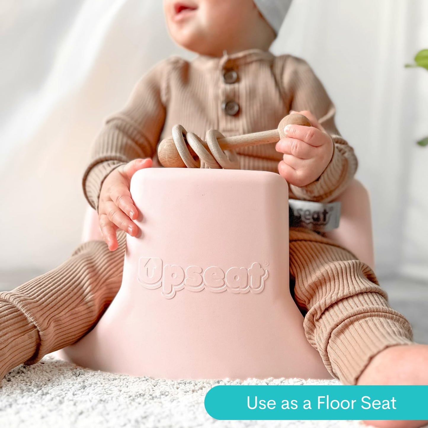 Upseat – The Original Ergonomic Baby Floor & Booster Seat with Tray, Developed with Physical Therapists for Upright Posture & Healthy Hip Development, 4–24 Months, Dishwasher-Safe Extra-Large Tray