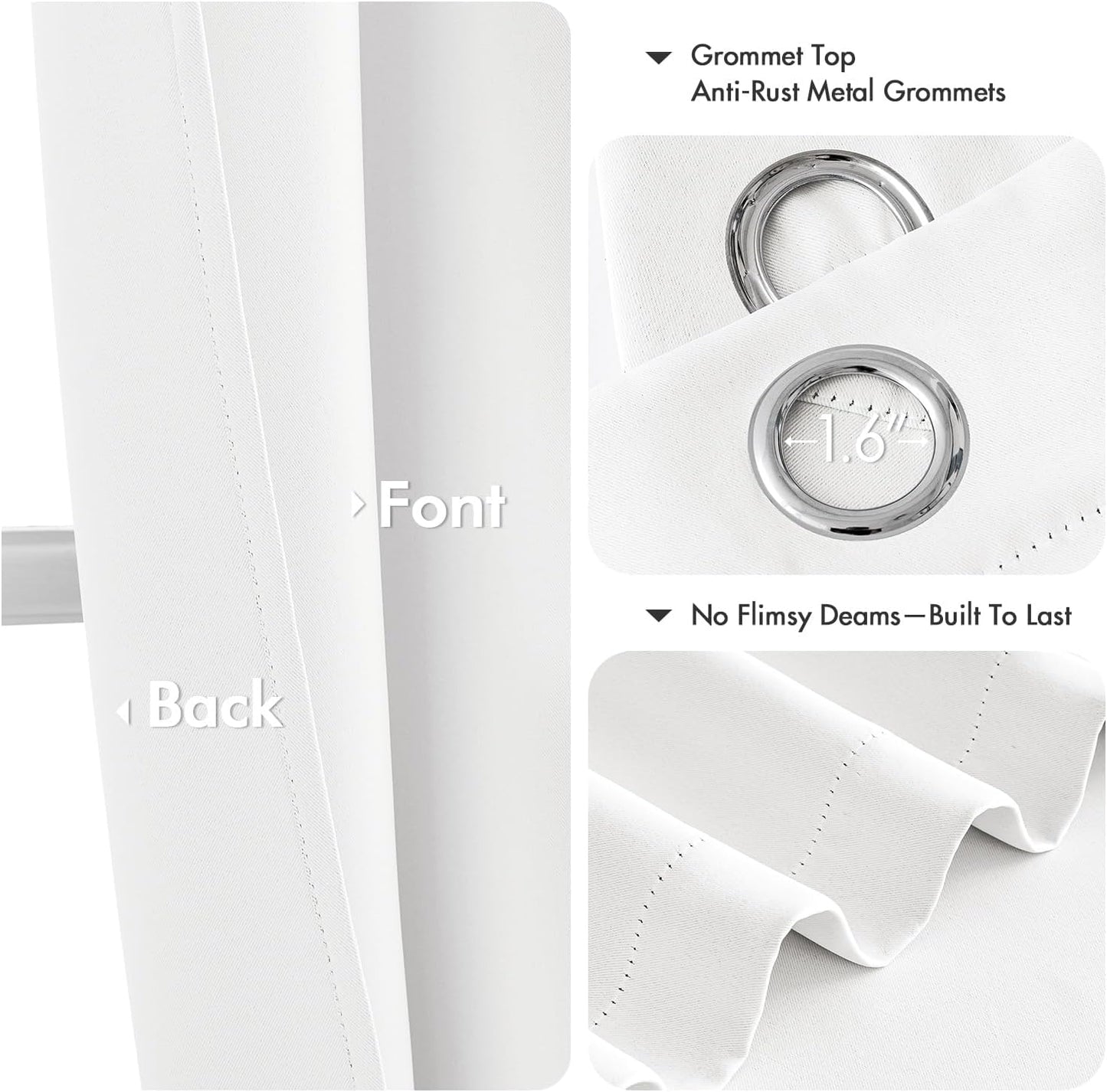 MIULEE Pure White Curtains for Bedroom Living Room 84 Inches Long 2 Panels, Thermal Insulated Room Darkening Drapes Grommet Top Solid Color Window Treatments W40 x L84 Inch