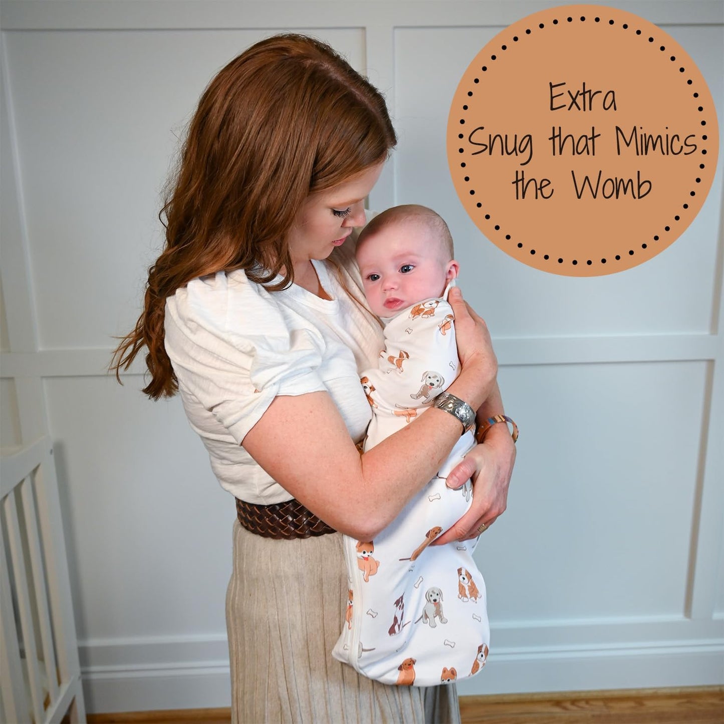 LollyBanks Baby Swaddles, 100% Organic Cotton Swaddles for Newborn Boy and Girl, 0-3 Months Swaddle Sacks with Easy Change Zipper, Swaddle Neutral Baby Registry (Puppies Print)