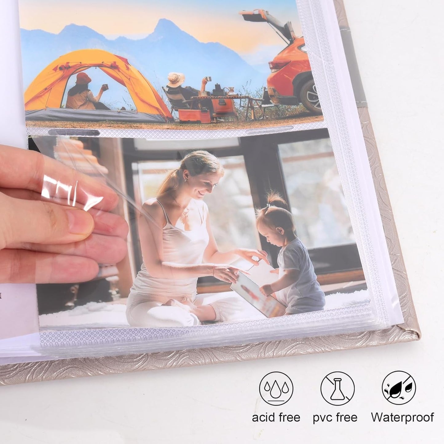 RECUTMS Photo Album with Writing Space 4x6 300 Pockets Photo Book,Leather Cover Picture Album with Memo Areas for Wedding Anniversary Family Baby Couple Valentines Graduation Travel (Grey)