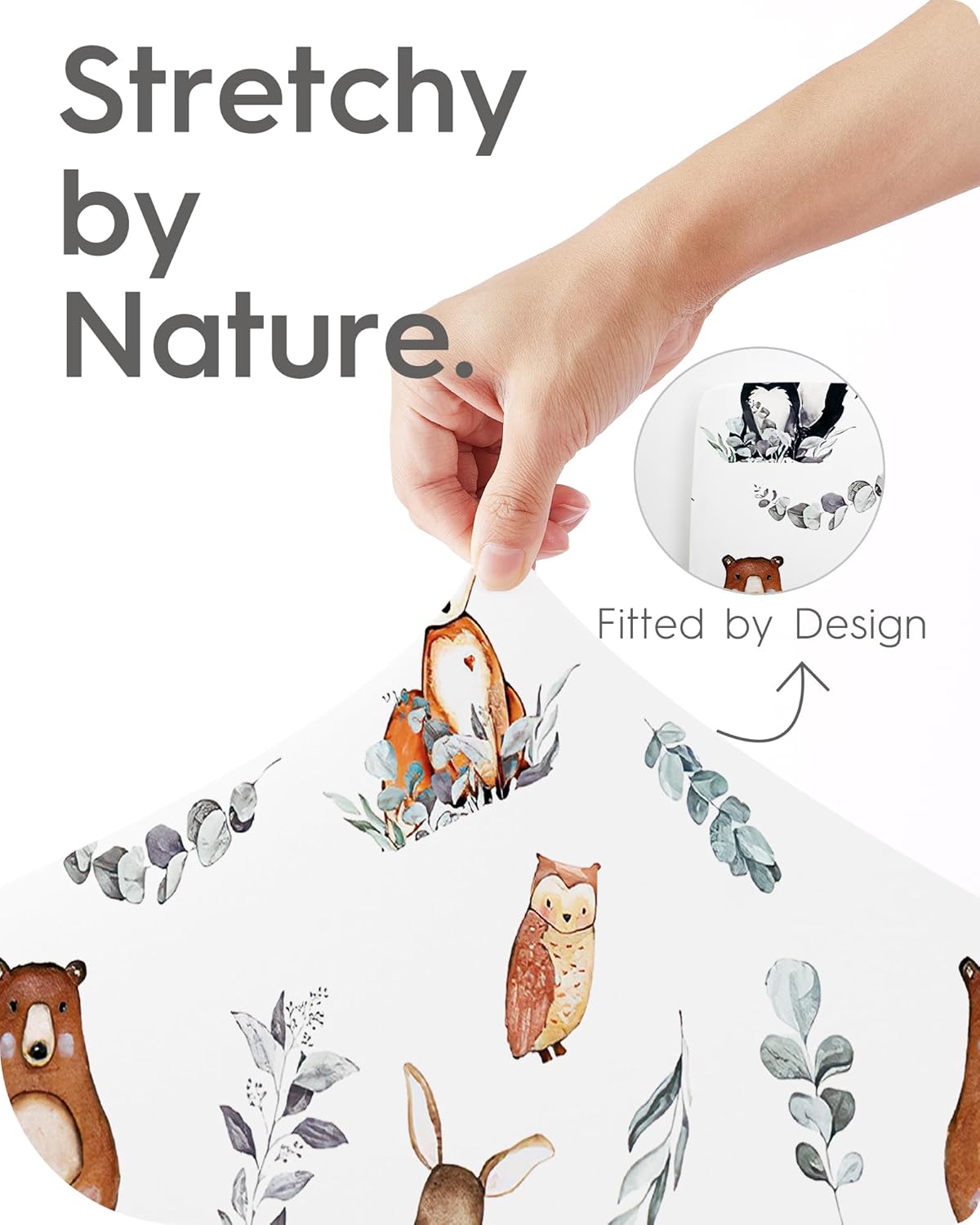 Pack N Play Sheets Fitted, TotBasic Ultra Soft Animal Mini Crib Sheets, Premium Jersey Knit Pack and Play Sheets Neutral, Stretchy Play Yard Sheets for Pack and Play Mattress, 2 Pack (Bear and Dear)