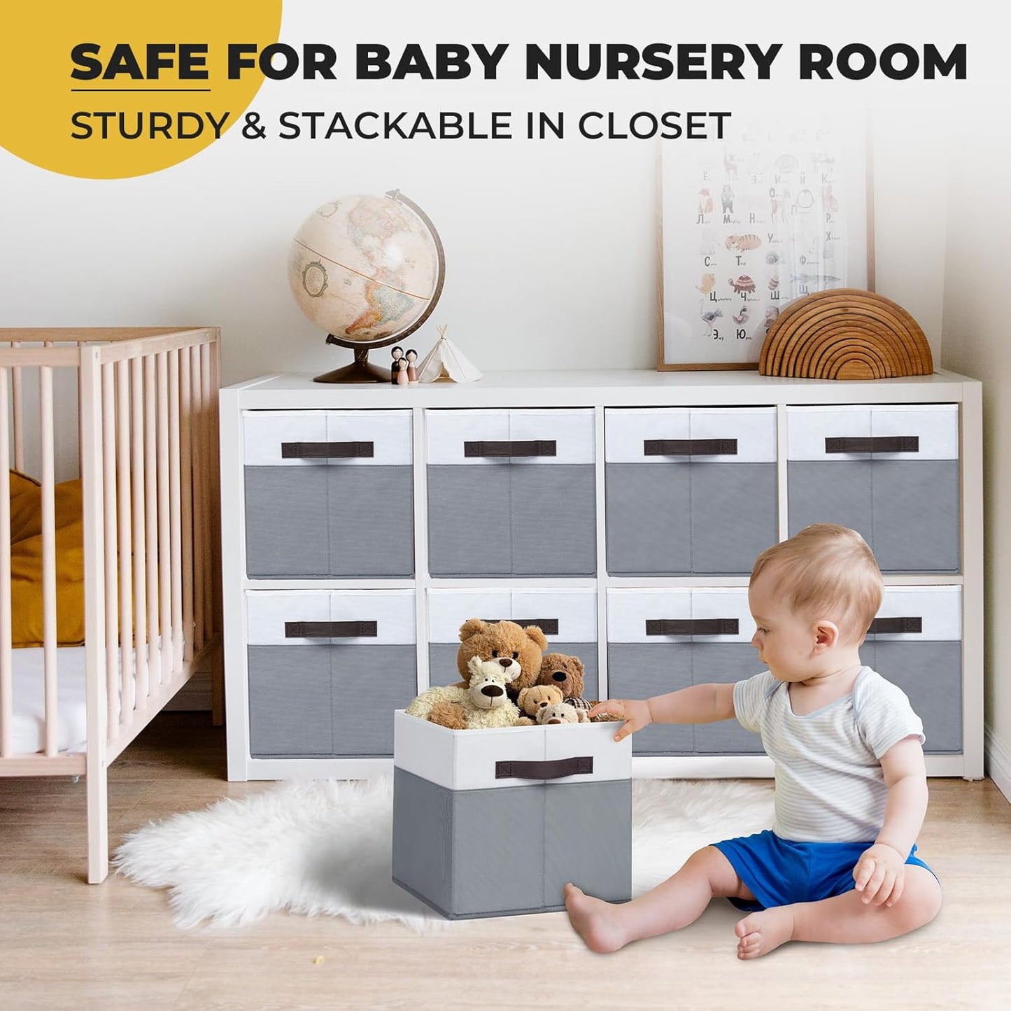 Criusia Storage Cubes 8 pack - 11 inch Fabric Bins for Organizing Clothes Toys Blanket - Versatile Storage Baskets for Shelves - Home Organization for Bedroom RV Closet