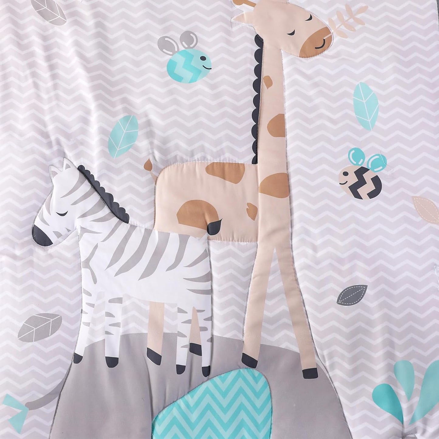 Wowelife Mini Crib Bedding Set Boy, 3 Piece Baby Bedding Set Nursery Bedding Set Elephant, Giraffe, Zebra Breathable Soft for Baby Boy with Comforter, Crib Fitted Sheet and Crib Skirt, Gray